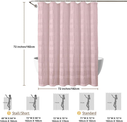 OWENIE Blush Shower Curtain, Farmhouse Rustic Striped Textured Fabric Shower Curtain for Bathroom, Hotel Style, Machine Washable, Blush, 72x72 inch