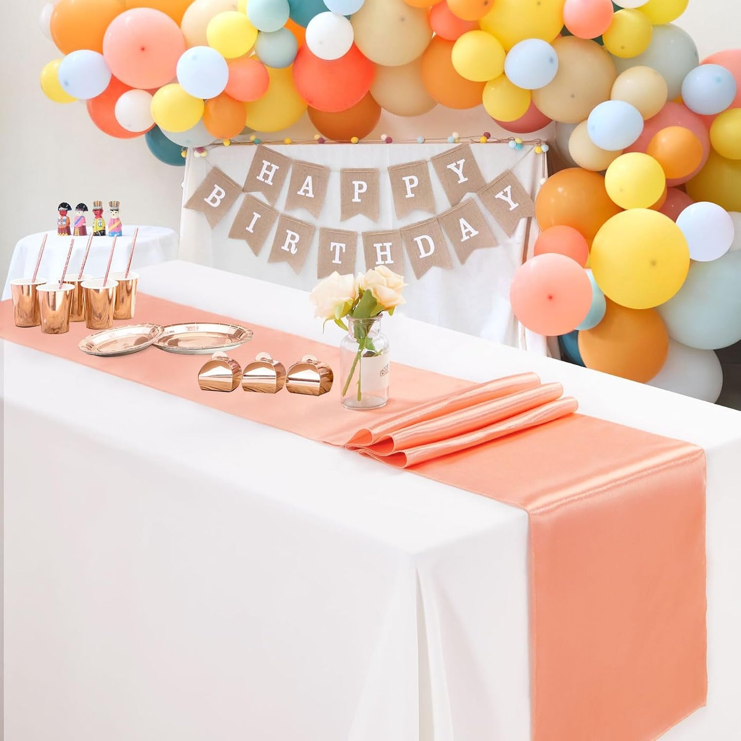 B-Cool Rose Gold Table Runner Satin Table Runners Wedding Table Runner Silk Smooth Fabric for Wedding Party Decorations 5 Packs 12x108 inch