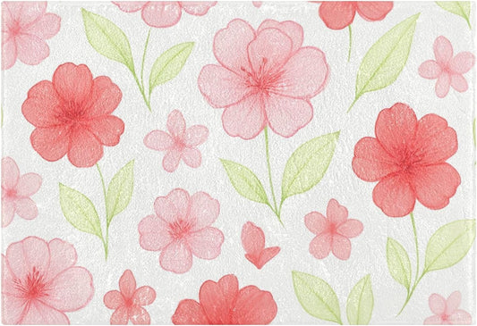 Watercolor Flowers Pink Bathroom Rug, Non Slip Dry Quickly Bath Mat, Absorbent Soft Bath Rug, Home Decor Accessories, 24"x16"