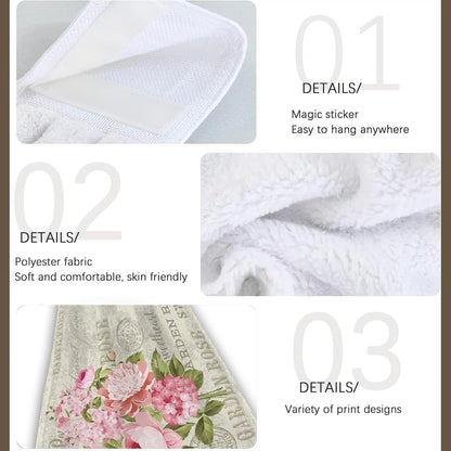Vintage Pink Rose Flowers Hanging Kitchen Towels 2 Pieces Hand Towel Loop Dish Cloth Tie Towels Tea Bar Towels for Bathroom Farmhouse Housewarming Tabletop Home