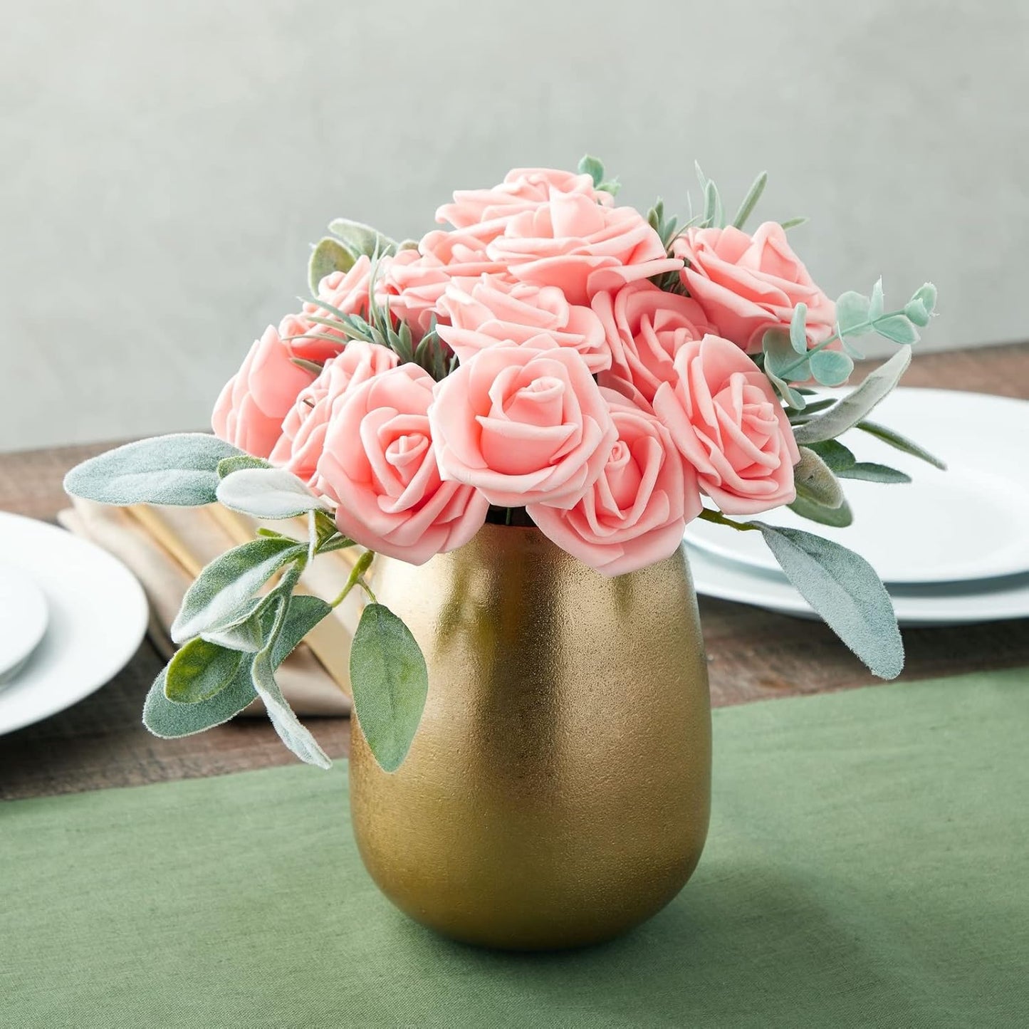 Juvale Artificial Roses for Wedding Decor - 3-Inch Pink, 100 Pack - Realistic Artificial Flowers for Centerpiece Table Decorations
