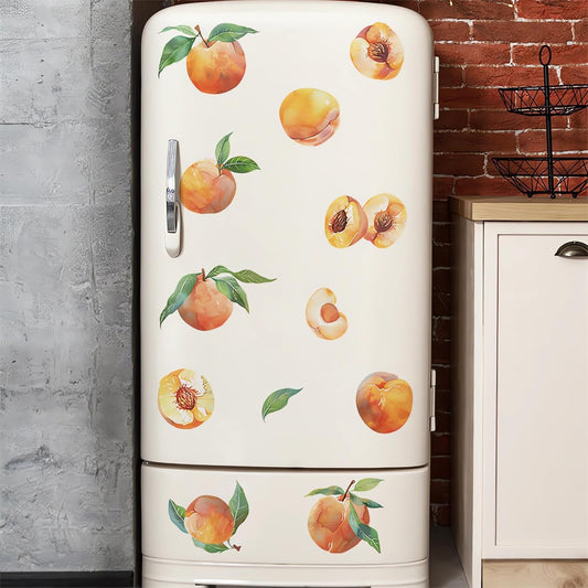 11 Pcs Peaches Wall Stickers, sacinora DIY Peach Fruit Art Wall Decals Removable Vinyl Peel and Stick for Kitchen Dining Room Restaurant Bar Furniture Refrigerator Home Decorations