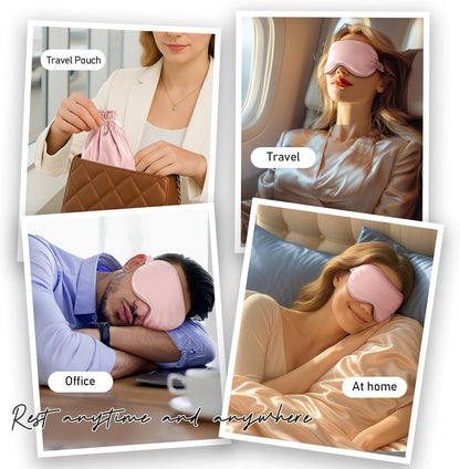Umisleep Sleep Mask for 100% Pure Mulberry Silk, 22 Momme 6A Soft Eye Masks for Sleep, Adjustable Sleep Masks for Women Men, Light Blocking Sleeping Mask, Silk Eye Mask for Sleeping, Blindfold, Pink