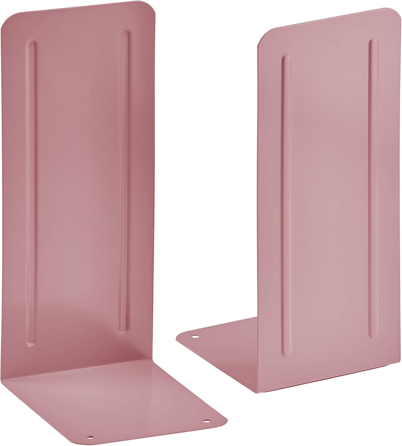 Acrimet Bookends for Shelves, Heavy Duty Steel Metal Book Ends, Non-Skid Book Stopper, Book Storage Holder for Home, Library, Jumbo Large Size 9" H x 4" W x 4 1/2" D, (Pink) (1 Pair / 2 Pieces)
