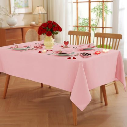 SASTYBALE Pink Faux Linen Tablecloth 52x70 Inch Rectangle | Spill-Proof, Stain Resistant, Wrinkle-Free Fabric for Mother's Day Romantic Dinner, Kitchen & Wedding Party Decorative Cover