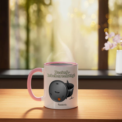 Dutch Oven Lid Lifter Saying Dutch Oven Ceramic Mug, Pink/White