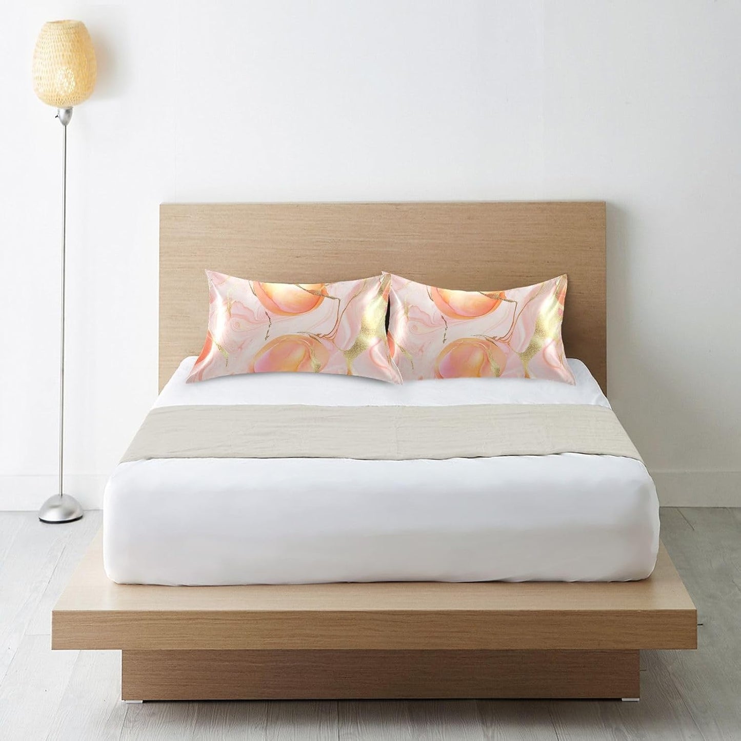 Satin Pillowcases for Hair and Skin Similar to Silk Pillow Cases Standard Size Anti Wrinkle Body Cooling Pillow Covers with Envelope Closure S Georgia Peachs Luxury Pink