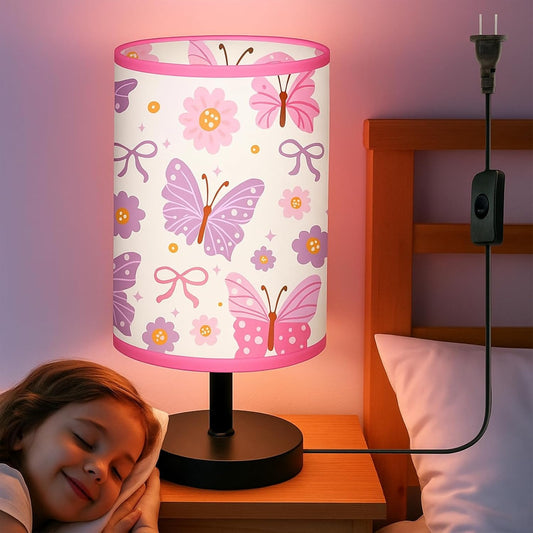Glooglitter Butterfly Table Lamp 3 Colors Dimmable Lights Butterfly Room Bedroom Decor 11.02 x 5.12 Inch Pink Night Light Bedside Lamps Decoration for Bedroom Desk Birthday Gifts Home Decor