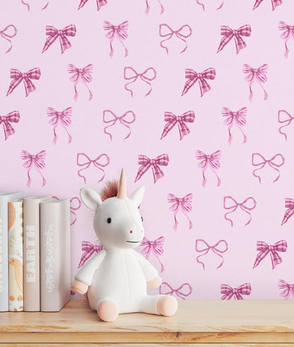 RUSPEPA Peel and Stick Wallpaper, 17.3 Inch x 6.5 Feet, Pink Bow Design Self Adhesive Removable Wallpaper Decorative Waterproof Contact Paper for Cabinets, Walls