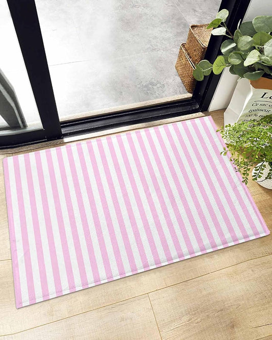 YOKOU Bathroom Rug Bath Mat,Pink Stripes Minimalist Art Absorbent Non Slip Soft Microfiber Shaggy Plush Bath Rugs for Shower,Romantic Style 16"x24"