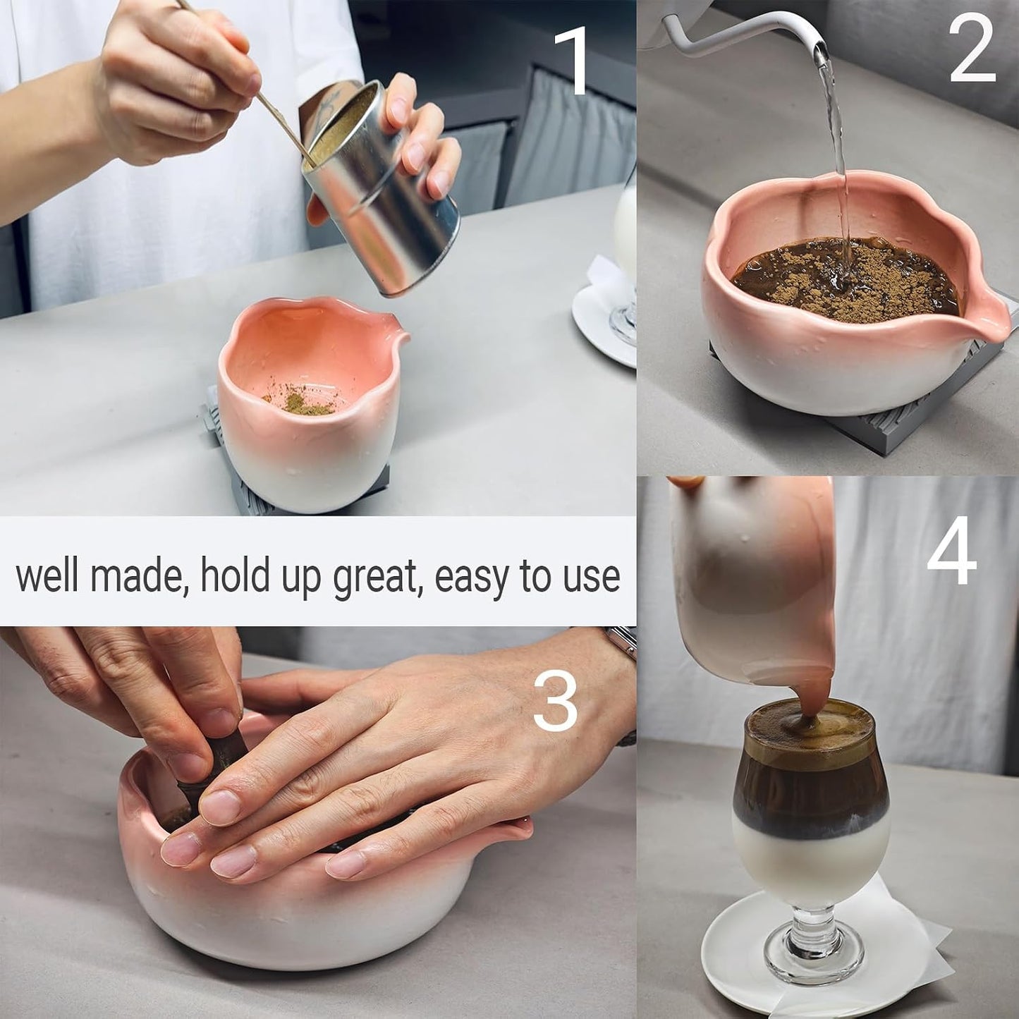 3 Matcha Sets, Bowl with Holder, Whisk Set, Matcha Kit, Sakura Pink, Perfect for Enthusiasts, Gift-giving, Gift