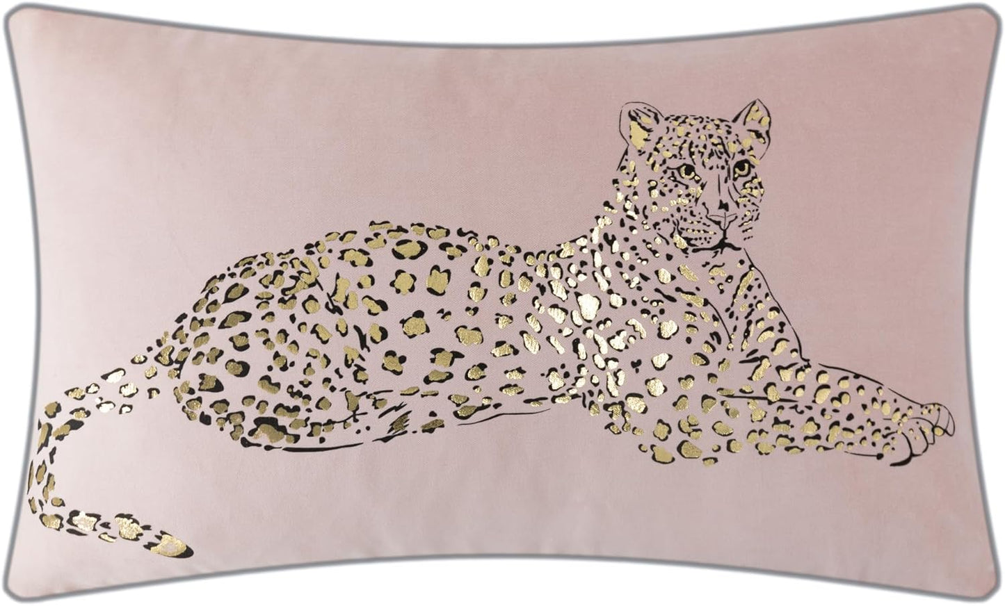 JWH Leopard Print Throw Pillow Cover Decorative Velvet Cushion Case Gold Foil Printing Lumbar Pillowcase for Bed Couch Chair Car 12x20 Inches Light Pink