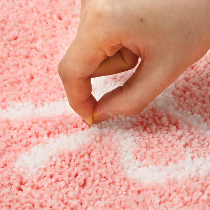 FYSUIMU Pink Bow Bathroom Rug U-Shaped Toilet Rug Soft Plush Bath Mat Non Slip Washable Floor Mat for Home Hotel Bathroom Restroom Decor