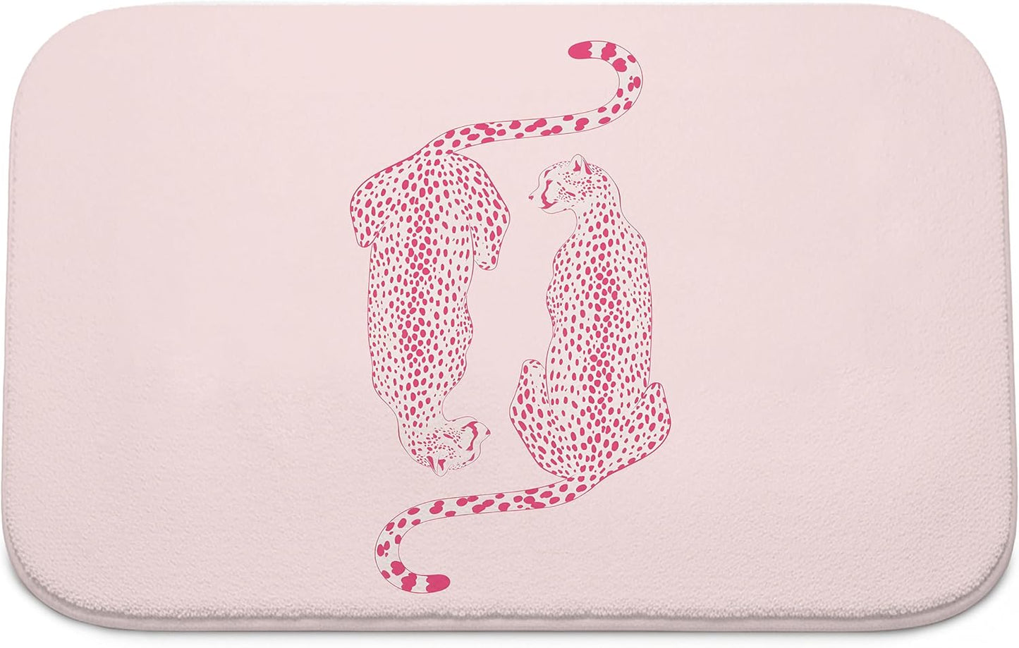 Pink Leopard Cheetah Bath Mat for Bathroom Decor - Light Pink Y2k Preppy Leopard Cheetah Print Bathroom Rug, Non Slip, 16x24 Inch