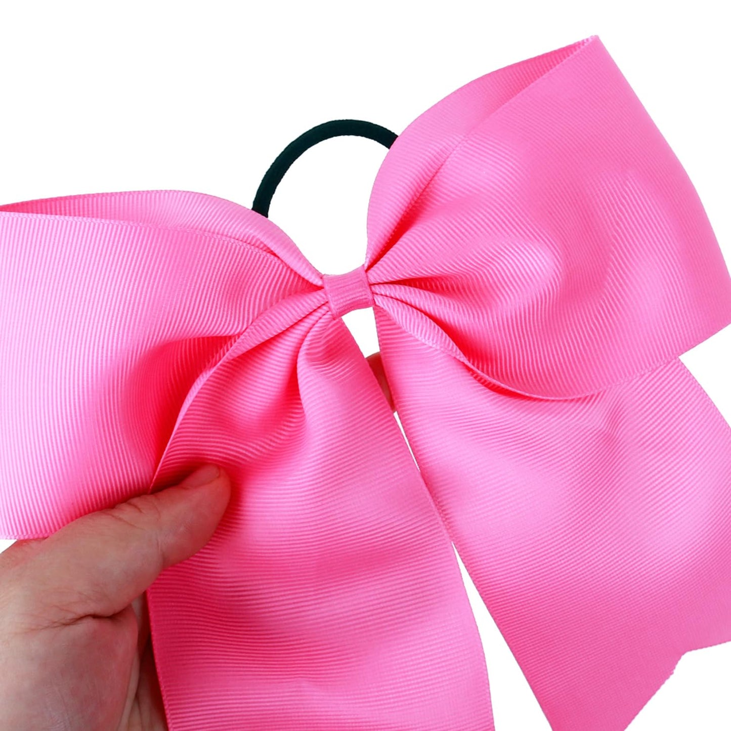 40 Pcs Valentines Large Cheer Hair Bows Grosgrain Ribbon Elastic Bands Handmade Ponytail Holder For Cheerleading Girls School College Sports (Large Pink)