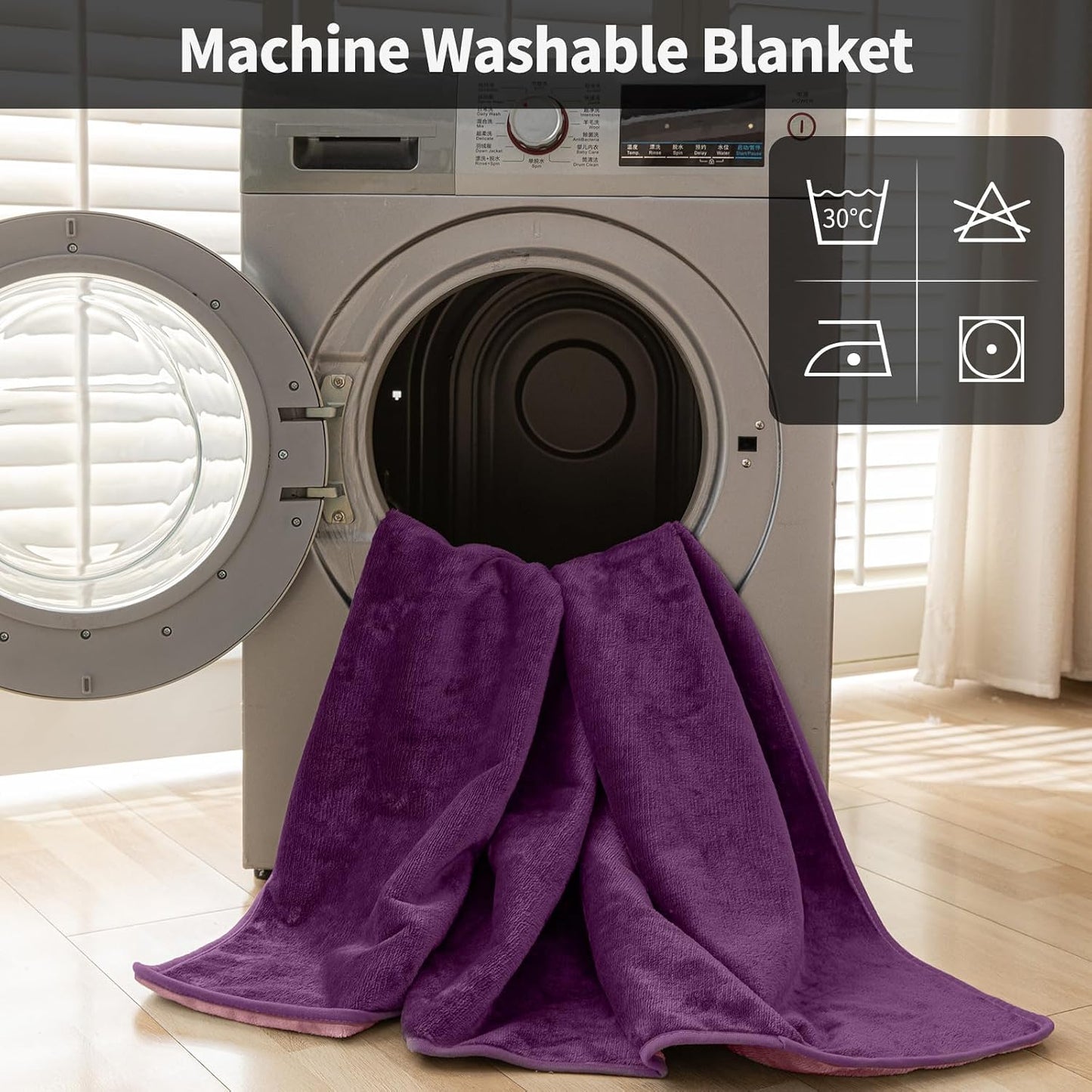 Deep Dream Waterproof Blanket for Bed, King Size Reversible Soft Flannel Love Blanket for Couples Washable, Spill-Proof Bed Blanket Dog Blanket for Sofa, Bed,Travel (80"x90", Rose Purple/Pink)