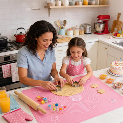 Silicone Baking Mat with Measurements, Non-Slip Non Stick Pastry Mat Sheetfor for Dough,Pastry, Bread, Cookies, Pizza, Fondant, Pasta