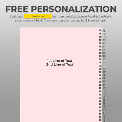 Custom Left Handed Spiral Notebook Journals with a Pastel Pink Colored Cover - 6 Pack of 8.5" x 11" – College Ruled, Hard Cover, 50 Sheets Per Book – For Journaling, Office, School Supplies, etc.