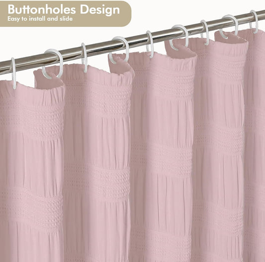 OWENIE Blush Shower Curtain, Farmhouse Rustic Striped Textured Fabric Shower Curtain for Bathroom, Hotel Style, Machine Washable, Blush, 72x72 inch