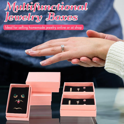 Batiyeer 36 Pcs Cardboard Jewelry Gift Boxes Jewelry Boxes Packaging Small Earring Gift Box with Lids for Necklace Ring (Pink,3.2 x 2 x 1.2 Inch)