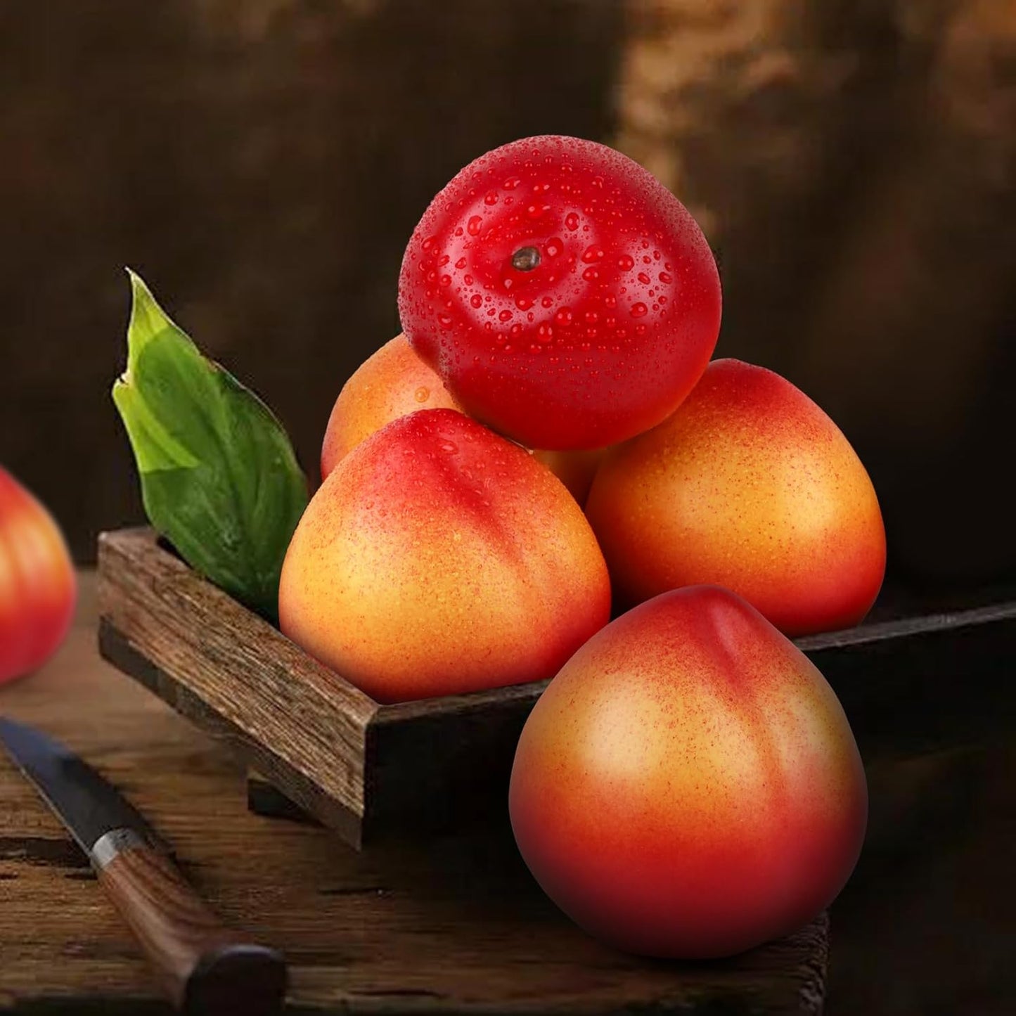 Gresorth 6pcs Artificial Peach Decoration Fake Nectarine Fruit Display Faux Lifelike Fruits Ornament Home Party Kitchen Christmas