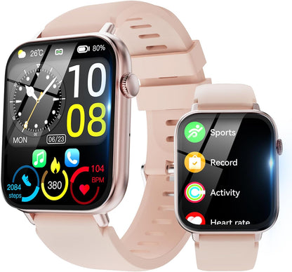 Smart Watch for Men Women Answer/Make Call, 1.85" HD Fitness Tracker with 24/7 Heart Rate & Sleep Monitor, 110+ Sports Modes, IP68 Waterproof Smartwatch, Long Battery Life for Android iOS, Pink