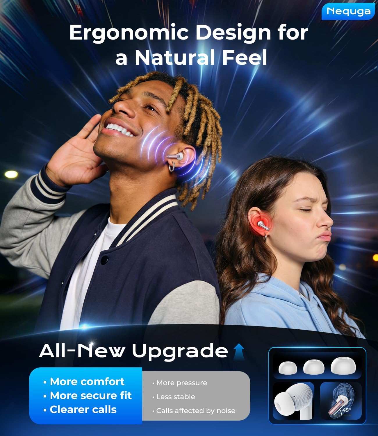 Wireless Earbuds Bluetooth Headphones, 50H Playtime Ear Buds with Mic, LED Digital Display Charging Case, IPX7 Waterproof, Deep Bass Stereo, in-Ear Earphone for iPhone Andriod Phone - Blush