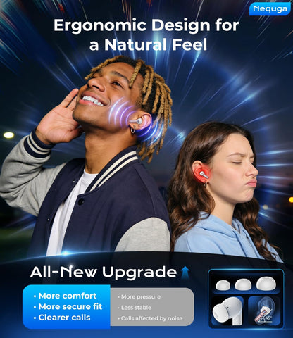 Wireless Earbuds Bluetooth Headphones, 50H Playtime Ear Buds with Mic, LED Digital Display Charging Case, IPX7 Waterproof, Deep Bass Stereo, in-Ear Earphone for iPhone Andriod Phone - Blush
