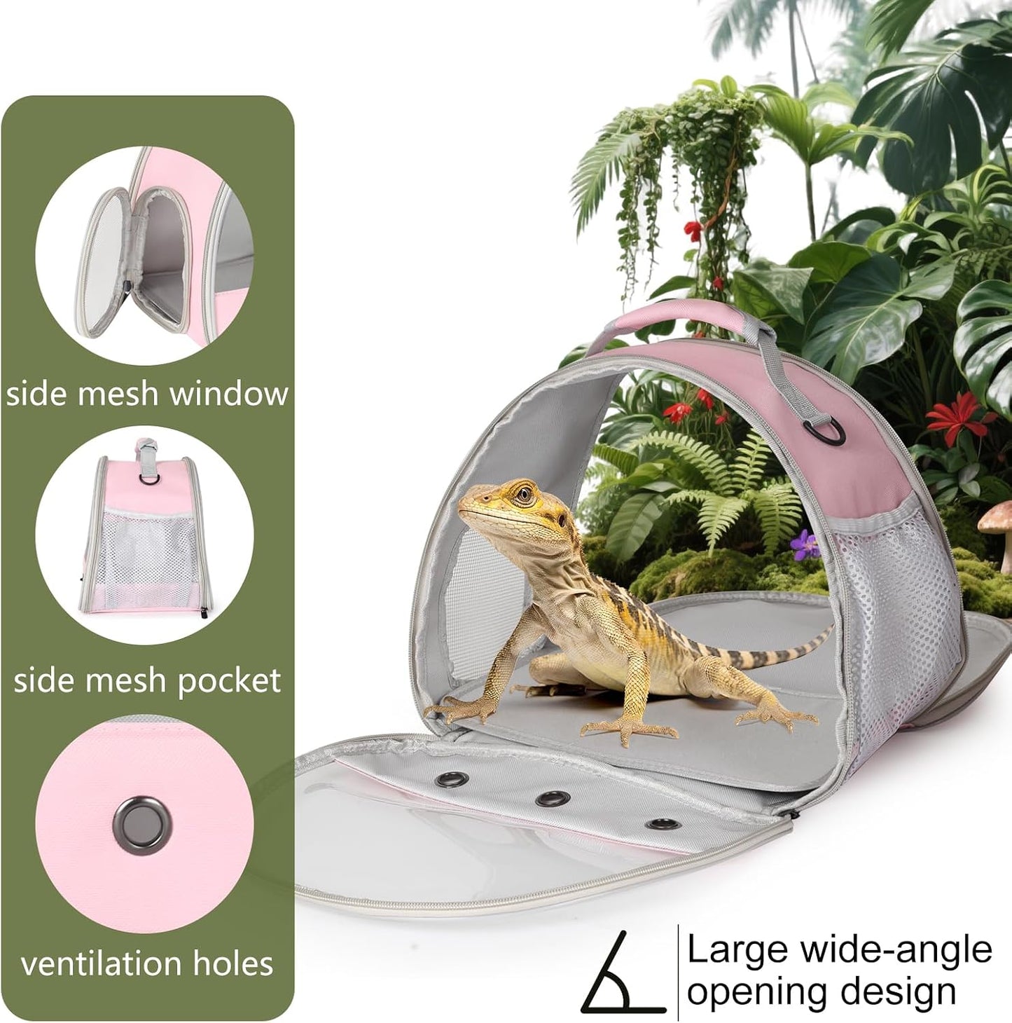 Bearded Dragon Carrier,Lizards Cage,Hamster Outdoor Used,Small Animal Travel Carrier for Sugar Glider Hedgehog Rat Parrot Bird Guinea Pig, Portable Guinea Pig Travel Carrier for Two