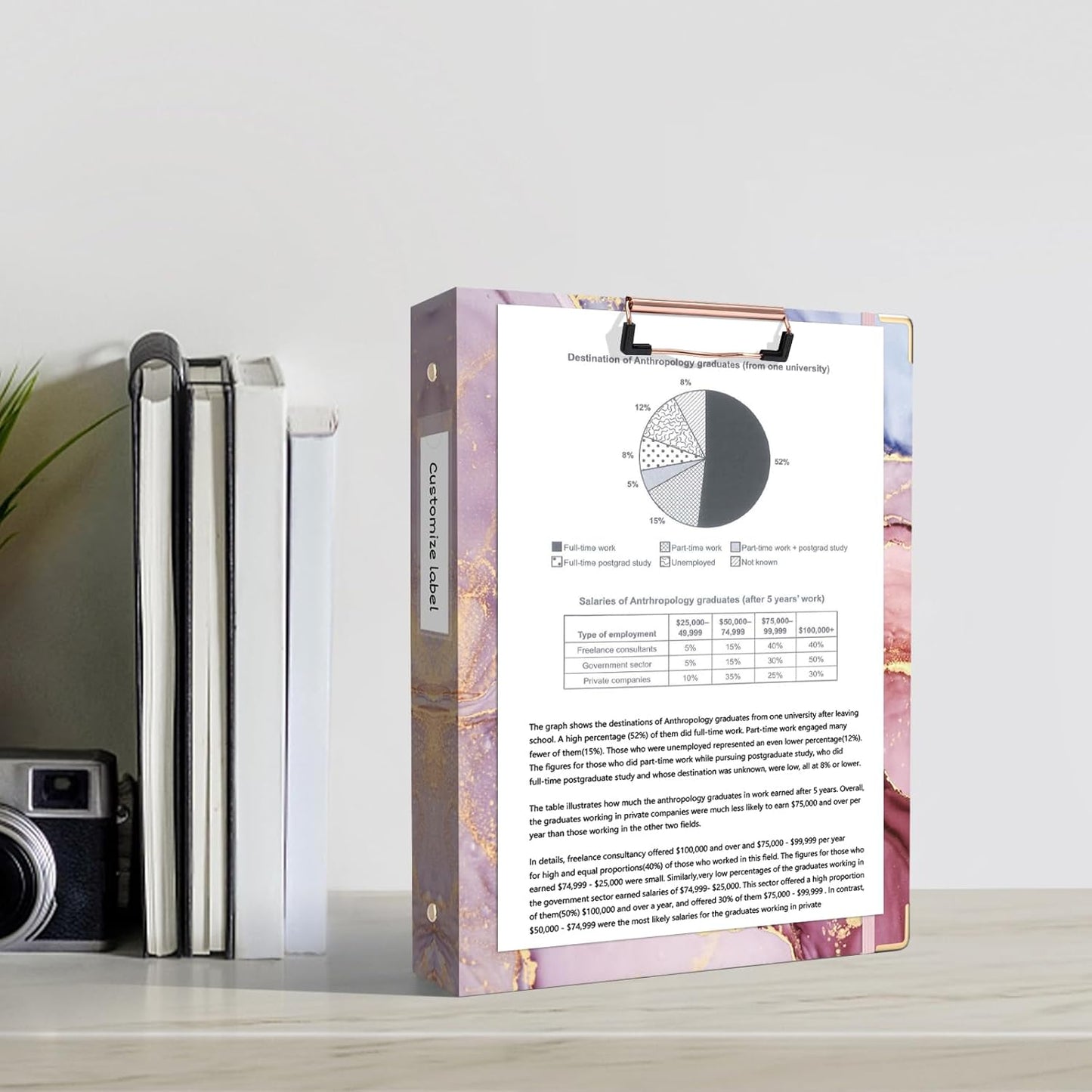 Ospelelf 3 Ring Binder 1 Inch, Pink Binders for Letter Size Documents(11" x 8.5") with 5 Tab Dividers, Clipboard Organizer, Back to School and Office Supplies