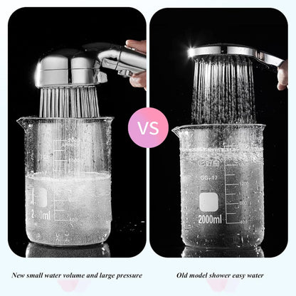 Shower Head, High Pressure Rainfall Shower Head with Stop Button, 3-Mode Adjustable Water Saving Shower Trim Kit