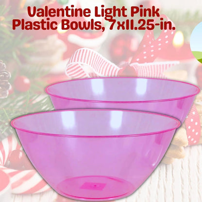 Light Pink Plastic Serving Bowls Set of 2, 7x11.25 Inch Reusable Round Bowls for Party Snacks Candy Popcorn Salad Fruit Kitchen Use with Snoep in Beperkte Oplage
