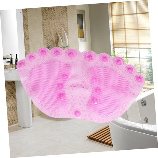 Healifty Non-Slip PVC Bathroom Mat in Pink Suction Cup Shower Pad Water-Resistant Bath Rug for Bathtub and Floor for Home and Travel