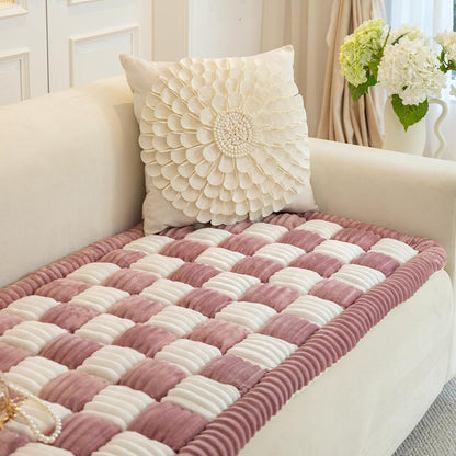 Funny Magic Sofa Cover, Waterproof Couch Cover for Dogs, Cream-Coloured Large Plaid Square Pet Mat, Bed Tatami Mat