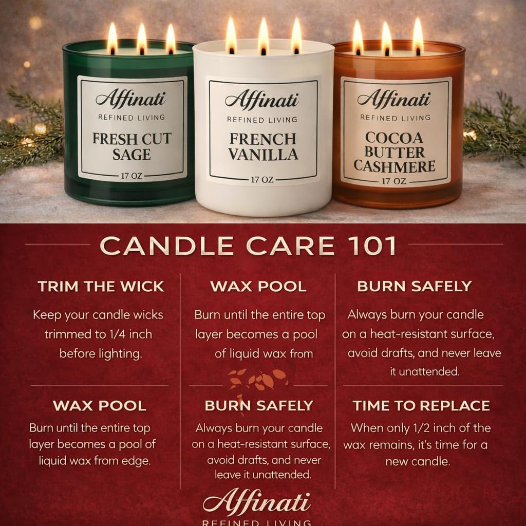 Affinati Original Scented Candle – 10 oz Soy Blend Candle, Strong Scent Throw, Long Burn Time, Clean Burning Home Fragrance, Glass Jar Candle (1, Fresh Peaches)