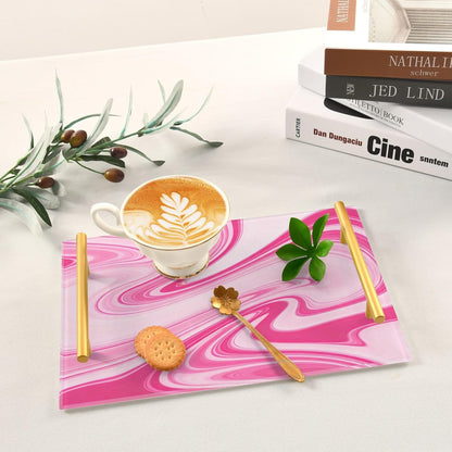 Peach Waves Decorative Farmhouse Tray with Handles Plastic Food Tray for Jewelry Perfume for Room Service bandeja de decoracion para sala