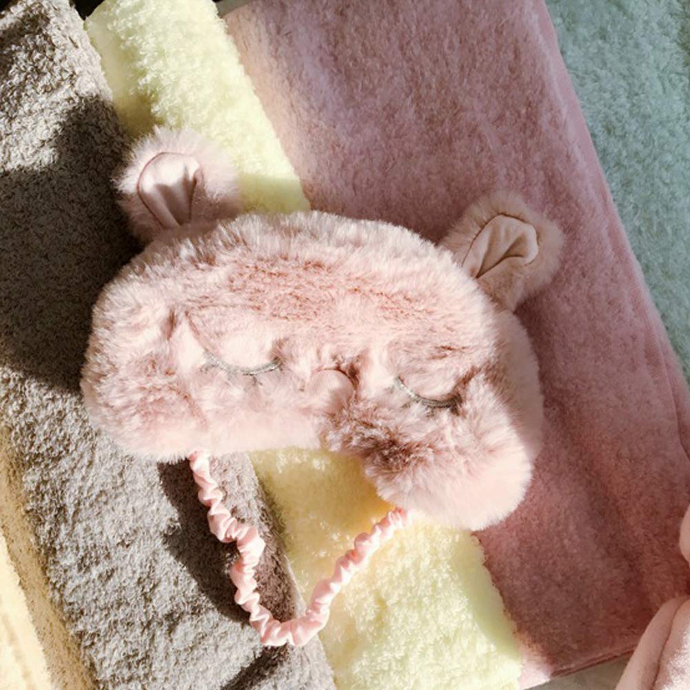 Shinywear Women Plush Rabbit Eye Mask Cute Sleeping Blindfold Eye Cover Fuzzy Bunny Ear Eyeshade for Travel Nap Night Sleeping blinder (Pink Rabbit)