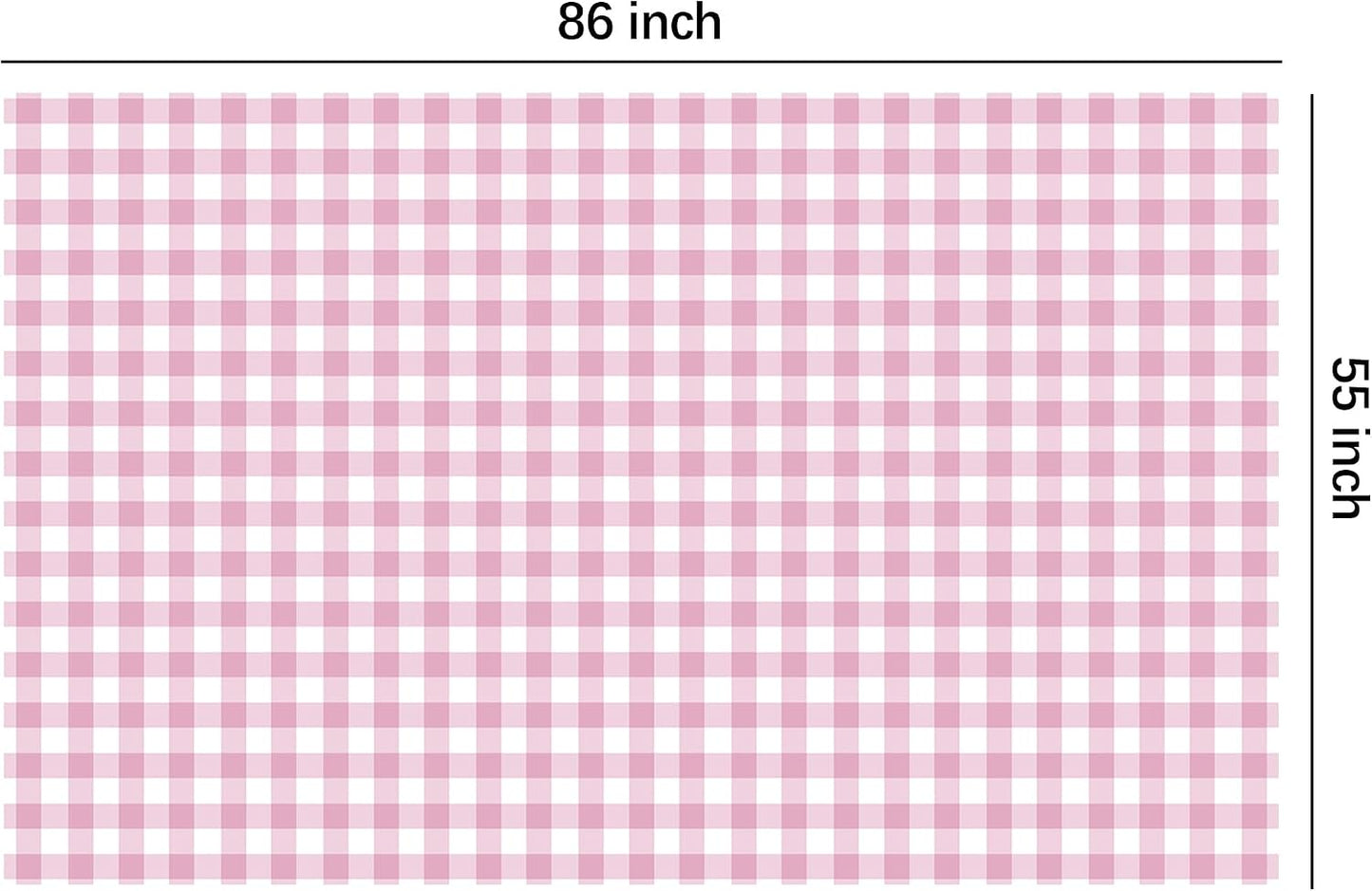 Light Pink Gingham Party Tablecloth Decorations, 3 Pack Pink Checkered Disposable Plaid Party Supplies Tablecover, for Birthday Baby Shower Bridal Wedding, 55in x 86in