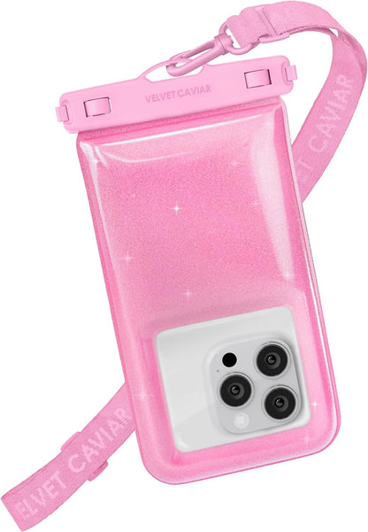 VELVET CAVIAR Waterproof Phone Pouch with Lanyard | IP68 Floating Case for iPhone & All Phones | Dry Bag for Snorkeling, Beach, Kayaking | Travel & Cruise Essentials for Women (Pink Stardust)
