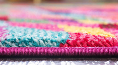 Unique Loom Estrella Collection Geometric, Abstract, Colorful, Modern, Eclectic Area Rug (5' 0 x 8' 0 Rectangular, Multi/Pink)