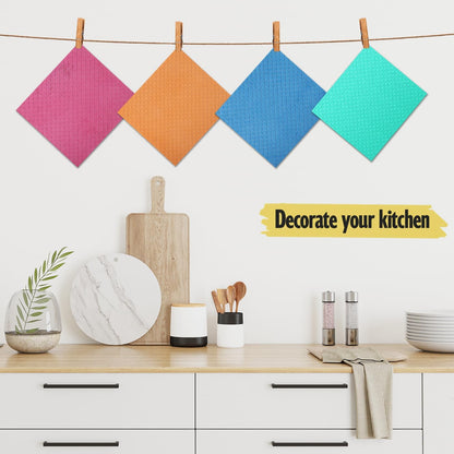 MoLKENE Swedish Dishcloths - 10 Pack Reusable Kitchen Dishcloths - Ultra Absorbent Dish Towels for Washing Dishes - Cellulose Sponge Cloth Cleaning Cloths - Pink