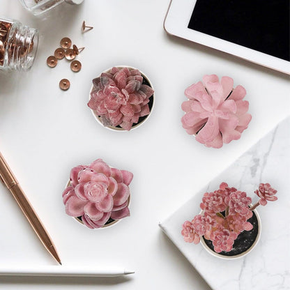Uguisu 4-piece Set of mini Succulent Fake Plant pots, Artificial Kuan Yin Fake Plants, Small Artificial Plant pots, Bohemian Decoration for the Family Room (Pink Purple)
