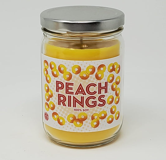Peach Ring Candle ~ Candy Scented ~Scented Soy Wax 12oz ~ Long Burn Time ~ Made in USA (12 oz, Peach)