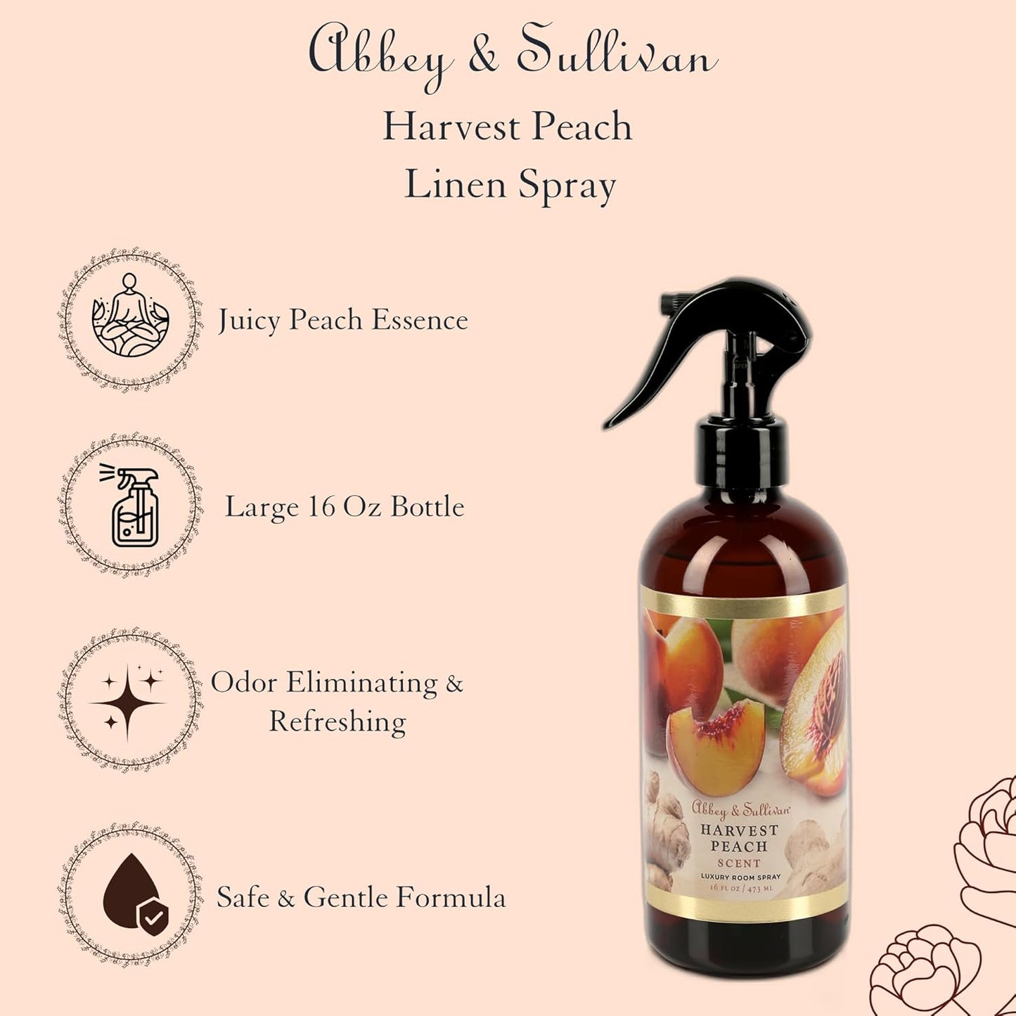 Abbey & Sullivan Room Spray, Harvest Peach, 16 oz.