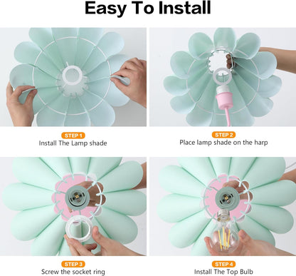 EOEYYOYB Table Lamp for Bedroom Nightstand Modern Touch Green Pink Lamp Dimmable Lamp for Living Room End Table with USB Port and Outlet