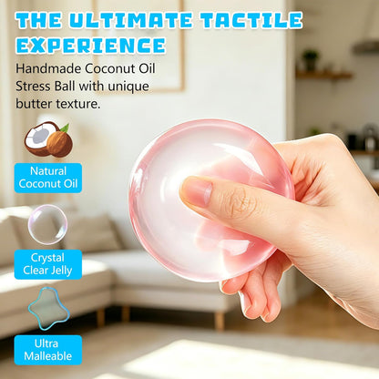 2 Pcs Coconut Oil Squishy, Shapeable No Rebound Stress Relief Ball, Fun Sensory Fidget Toy, Study Work Relaxation Desk Decor, Fun Anxiety Gift for Adults & Kids(Blue+Pink)