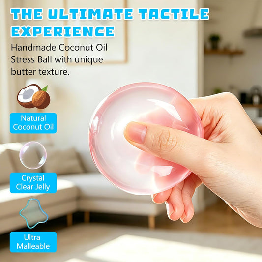 2 Pcs Coconut Oil Squishy, Shapeable No Rebound Stress Relief Ball, Fun Sensory Fidget Toy, Study Work Relaxation Desk Decor, Fun Anxiety Gift for Adults & Kids(Blue+Pink)