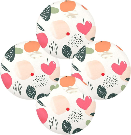 Round Placemats Set of 4 Peach and Heart Washable Non-Slip Heat Resistant Place Mats, 15.4” Dining Table Place Mats for Kitchen Holiday Party Decoration