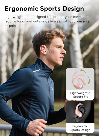 jaddsa Wireless Earbuds, 2026 ENC Noise Cancelling Ear Buds with Smart Touchscreen, Bluetooth 5.4 Headphones, Bass Stereo Sound Over-Ear Earbuds, 5 EQ Modes for Sports/Travel/Gym- Rose Gold