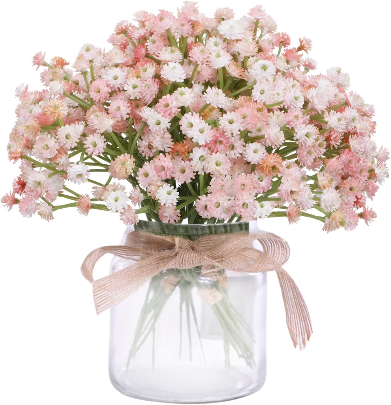 Baby Pink Flowers Artificial Babys Breath Real Touch Small Pink Babys Breath Flower Artificial for DIY Floral Arrangements Wedding Bridal Bouquet Indoor Party Mothers Day Home Decor